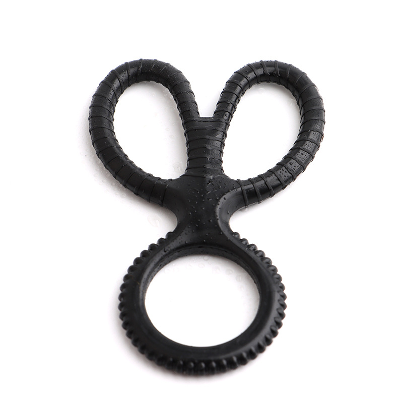 Silicone Scissor Lock Semen Ring, Manual Adjustable Cock Ring, Black Foil Bag — detail image 8