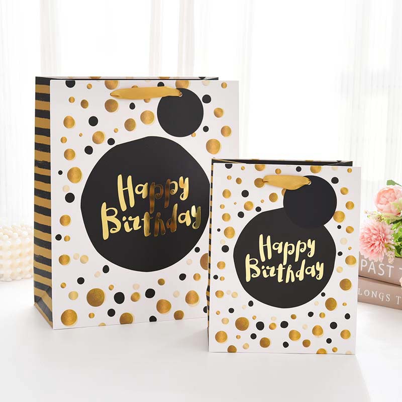 Nueva bolsa de regalo de cumpleaños transfronteriza, bolsa de mano de bronceado de alta gama, bolsa de embalaje de regalo, bolsa de papel portátil al por mayor