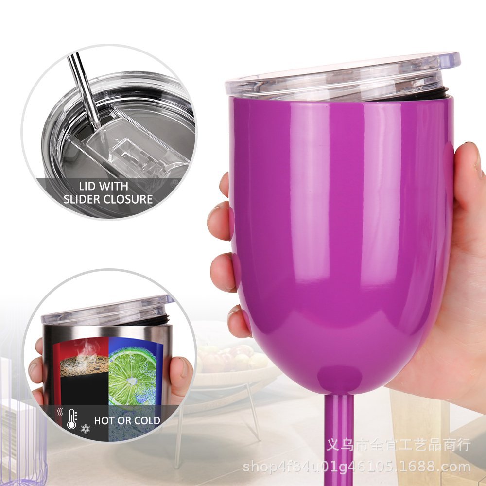 Copa de vino alta 10oz, acero inoxidable 304, doble pared, aislada, transfronterizo, venta al por mayor