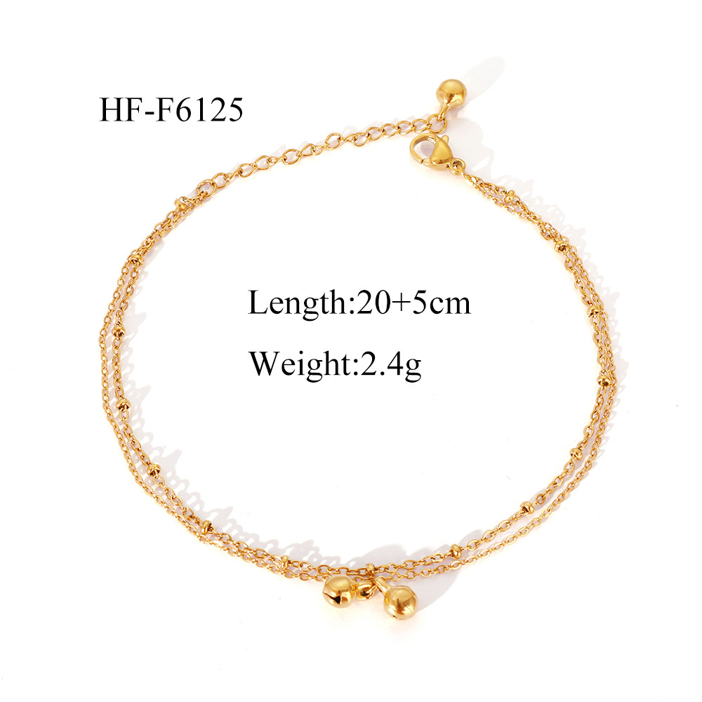 INS transfronterizo acero inoxidable 18K playa estilo simple doble campana tobillera impermeable joyería de mujer al por mayor