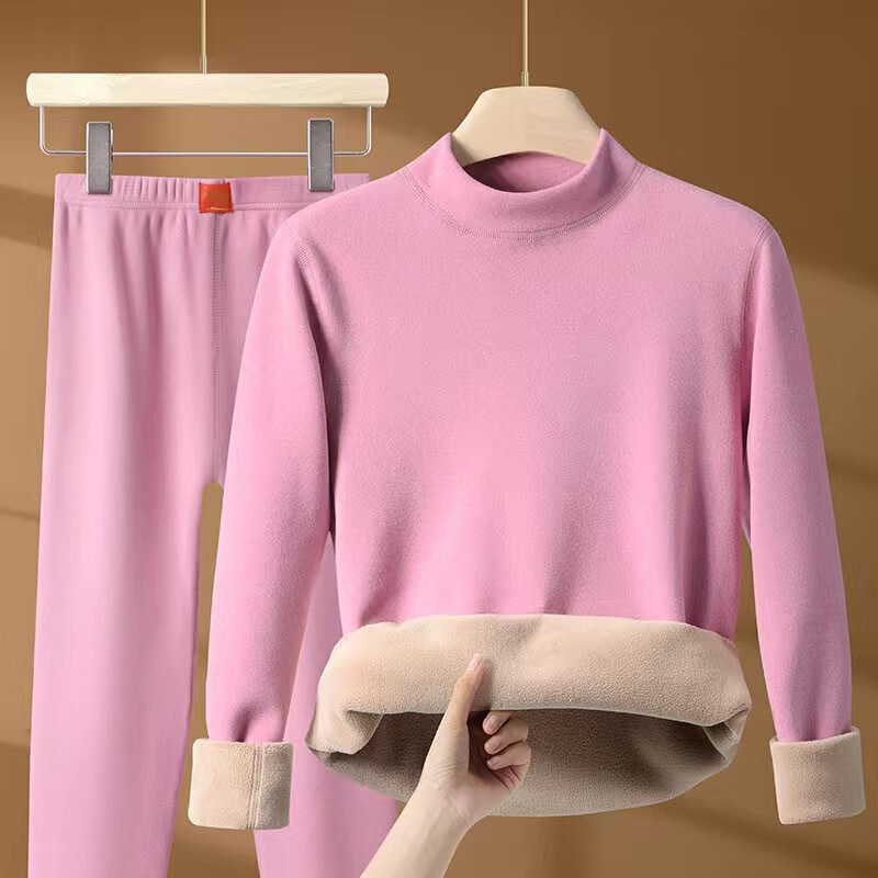 【Thick Wool Fleece】Winter Camel Wool Thermal Underwear Set for Men and Women, Fleece-Lined and Thickened, Half-Round Neck Top and Bottom 【Thick Wool Fleece】Winter Camel Wool Thermal Underwear Set for Men and Women, Fleece-Lined and Thickened, Half-Round Neck Top and Bottom