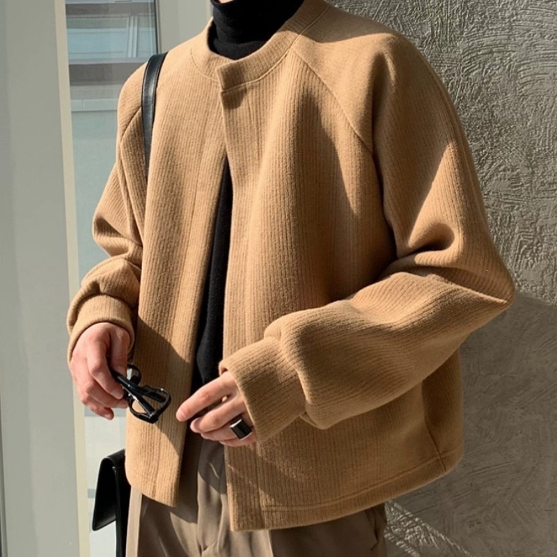 2026 Spring/Autumn Premium Round Neck Korean Style Knitted Cardigan, Textured Japanese Style Sweater Jacket, Men's Versatile Outerwear Sweater