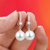 Long earrings from pearl, brand oolong tea Da Hong Pao for bride, 2021 collection, silver 925 sample, simple and elegant design