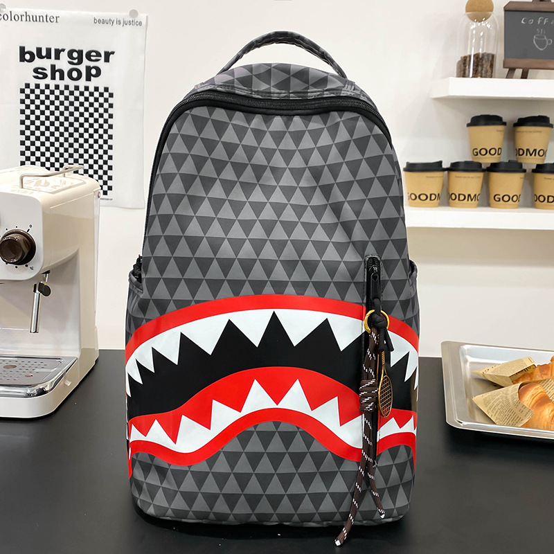 Mochila escolar de gran capacidad para mujeres nuevas estudiantes de alto valor, mochila de tiburón, mochila de viaje de nicho casual, personalidad image 7