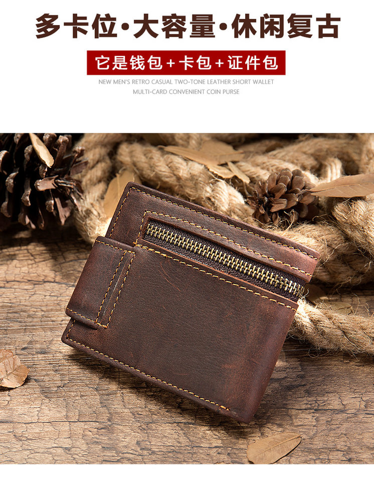 Ví nam da bò thật cao cấp dạng gấp đôi nhiều ngăn đựng thẻ, kiểu ví đựng giấy tờ xe mỏng nhẹ — Cà phê đỏ, Màu cà phê, Màu đen, nâu chi tiết 11