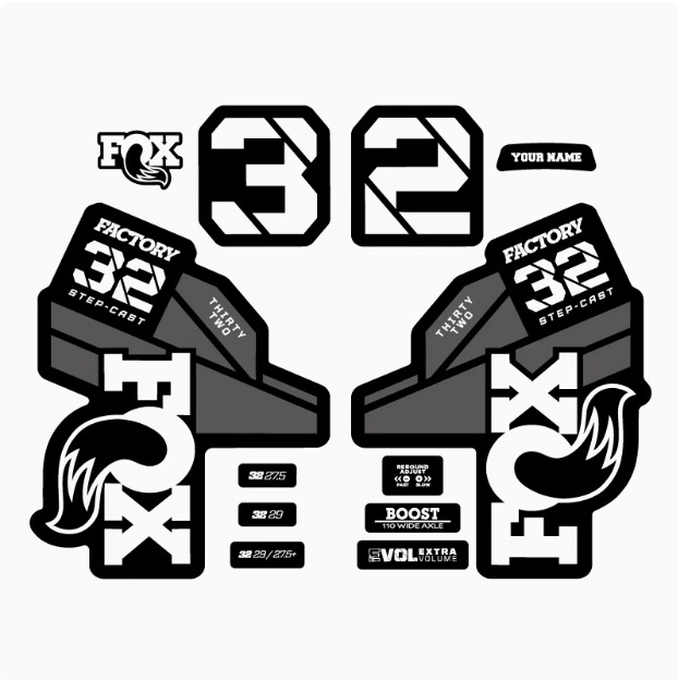 2022 modelo FOX32 fábrica pegatinas horquilla delantera pegatinas de bicicleta de montaña personalidad impermeable paso fundición