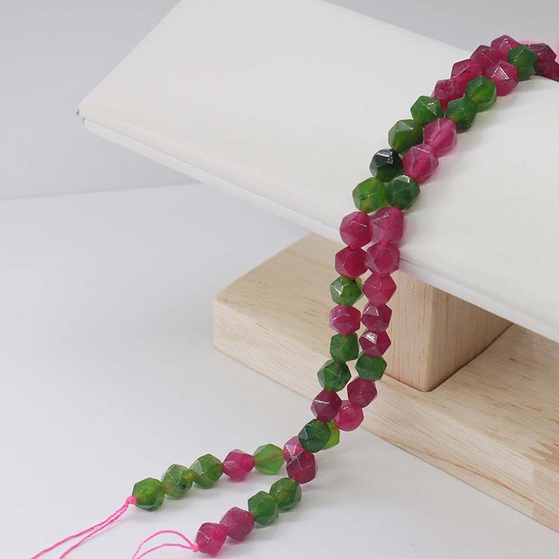 A String Diameter 8mm Natural Stone Chalcedony Irregular Geometric Faceted Jewelry Accessories Beads display picture 12