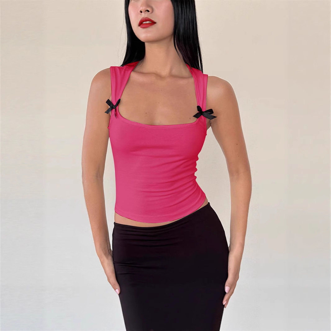 European and American Summer Vest with Bowknot, Street Style Hot Girl Vest, Sexy Slimming Versatile Vest, Cross-Border Top