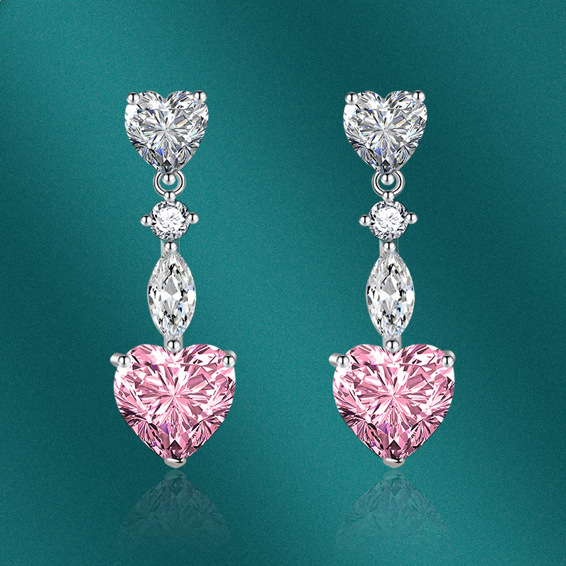 Fashion Heart Shape Copper Plating Zircon Womenu0027S Rings Earrings Necklace 1 Set