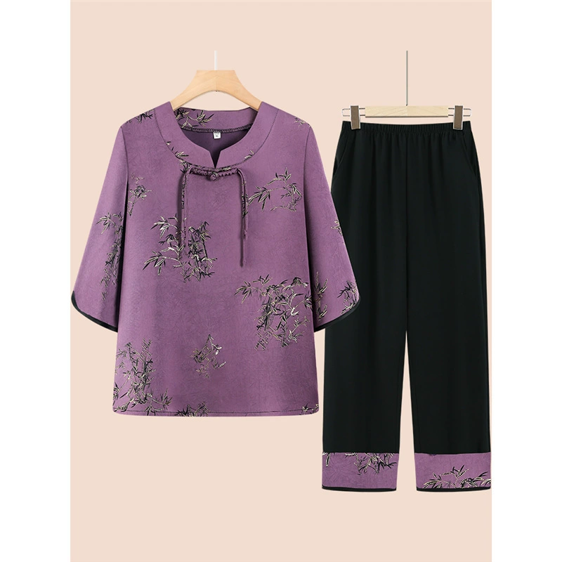 Бабушка летний костюм среднего и пожилого возраста женская мама с короткими рукавами