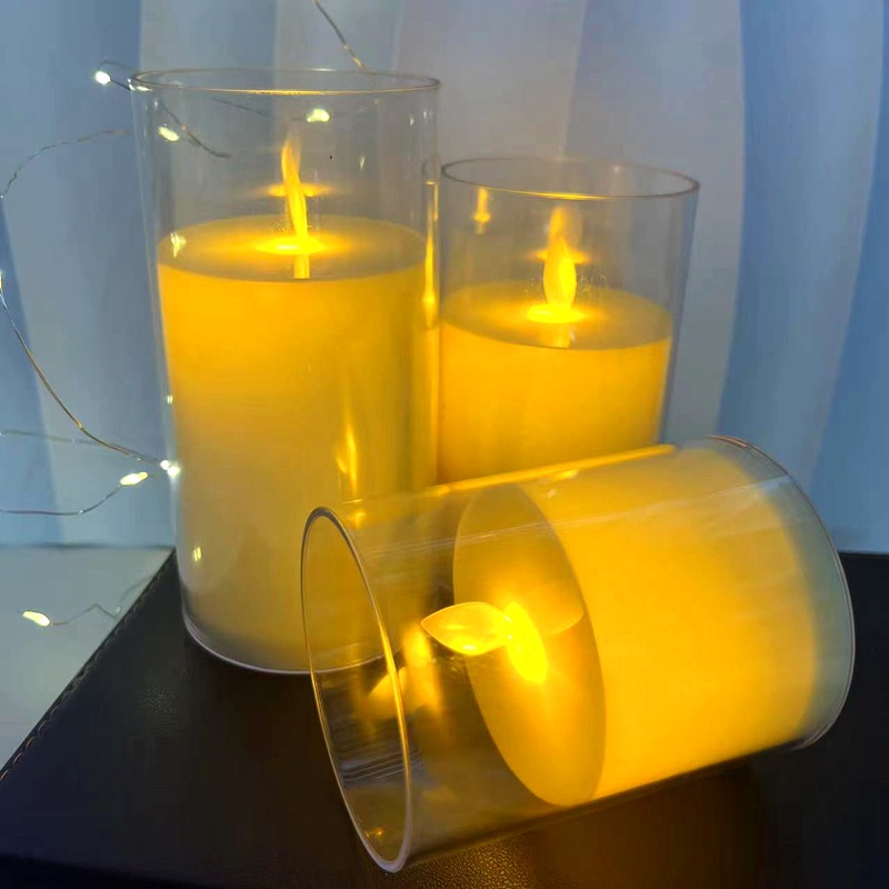 仿真摇摆LED电子蜡烛亚克力玻璃杯蜡圣诞节生日婚庆