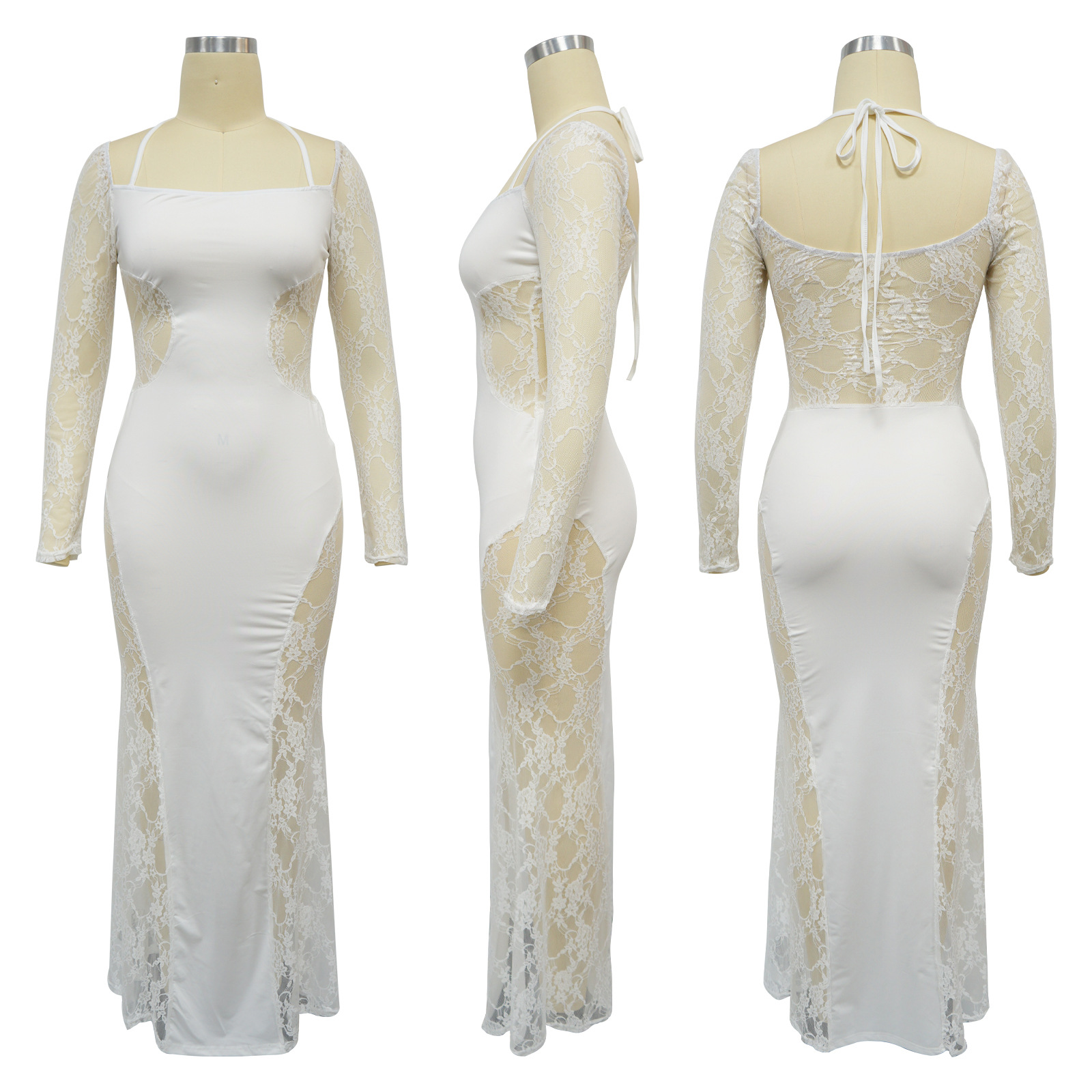 Elegant Women's Lace Splicing Evening Dress For Special Occasions_voghion.com