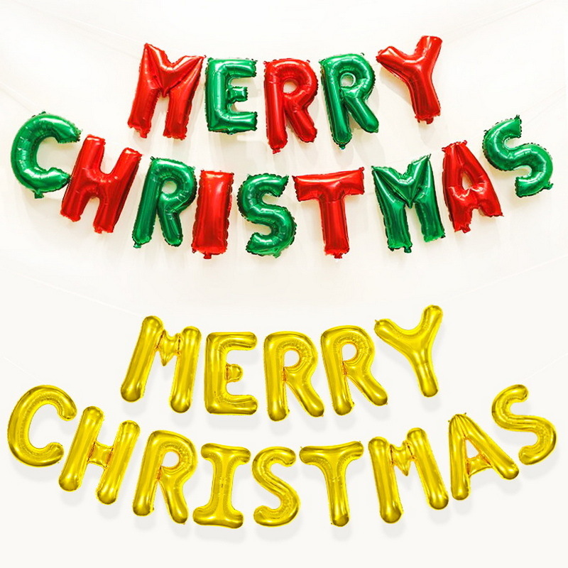 Navidad suministros de decoración de vacaciones globo de película de aluminio de 16 pulgadas FELIZ NAVIDAD carta banner de globo de película de aluminio