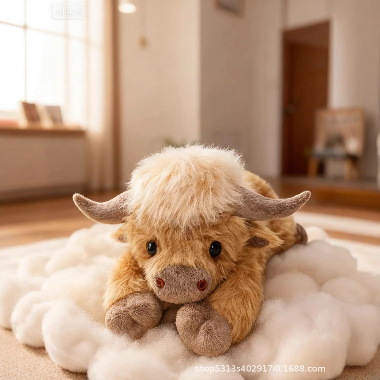 跨境新款 Highland Cow Plush 高地牛苏格兰高地牛公仔长毛