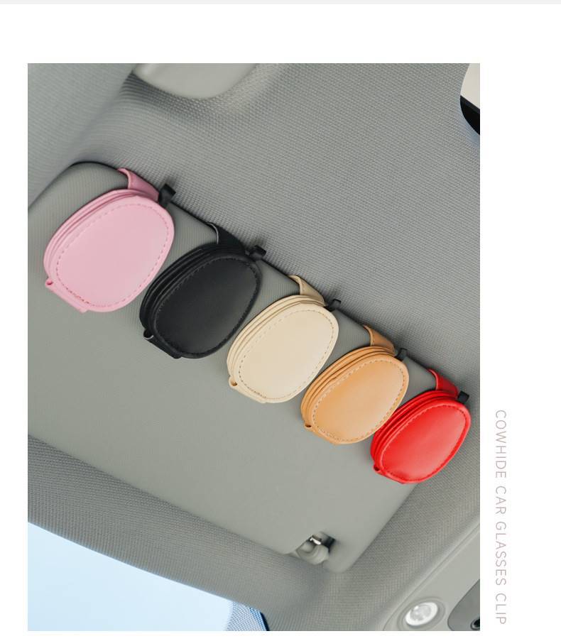 Cross-border car sun visor storage leather car glasses clip car sunglasses bracket sun visor storage clip
