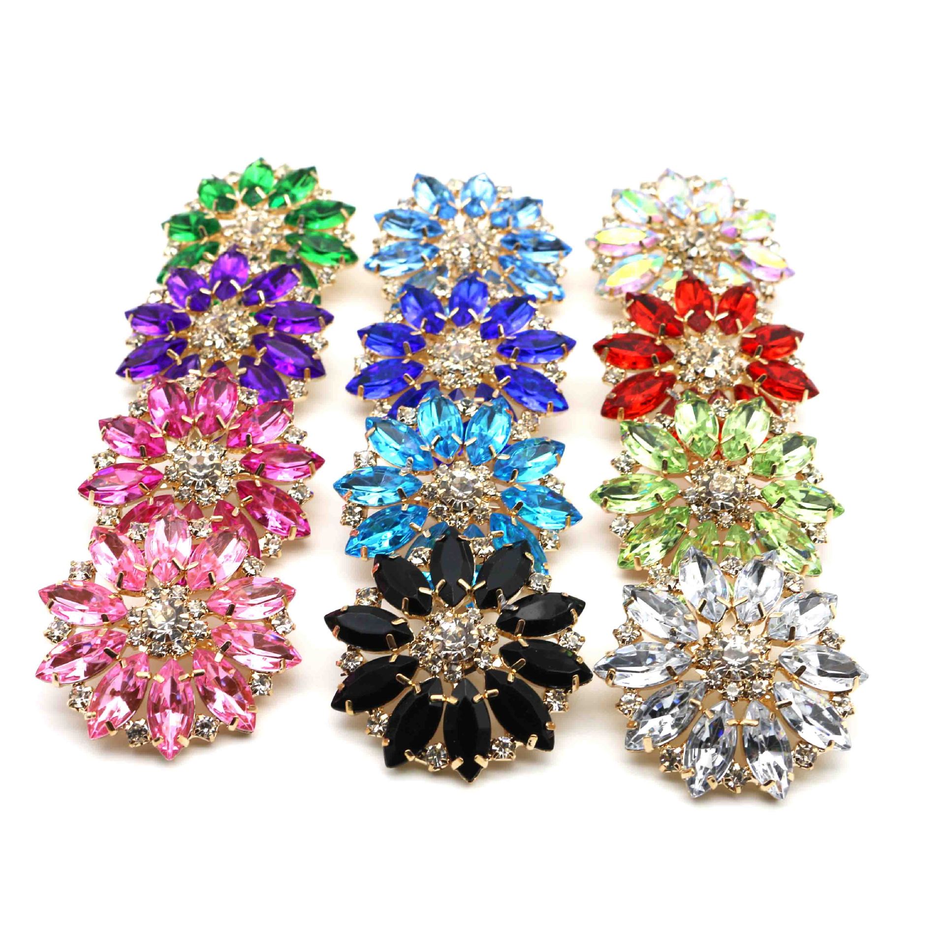 38mm crystal jewelry accessories round flower rhinestone glass button DIY handmade diamond-embedded clothing decorative buckle