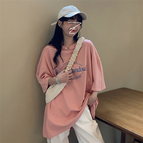 Summer 2025 New American Retro Medium Length BF Style Loose Plus Size Influencer Ins Short Sleeve T-Shirt Top for Women Trendy