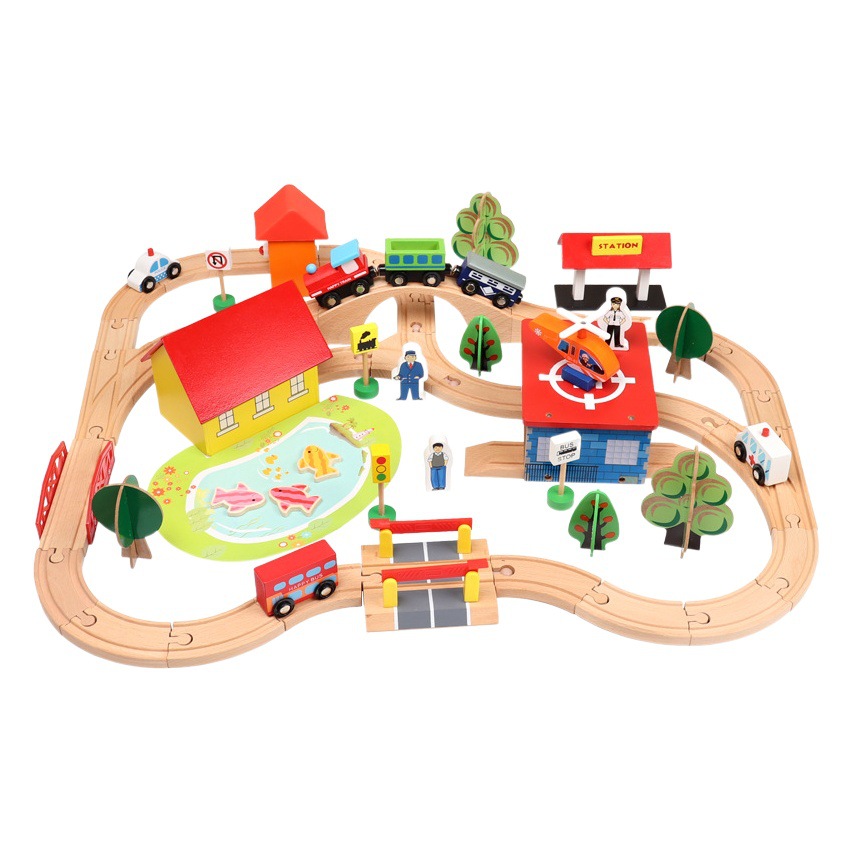Juguete educativo de la pista del tren de la educación temprana de los niños juguete eléctrico de madera de la pequeña locomotora compatible con la pista de madera al por mayor