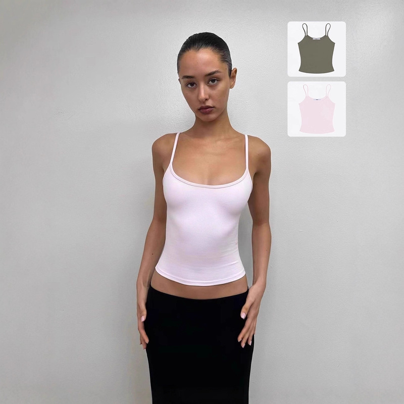 In-Stock Tank Air Camisole American-Style Sexy Hot Girl Outfit Slim Fit Stretch Top Skin-Friendly Soft Inner Wear