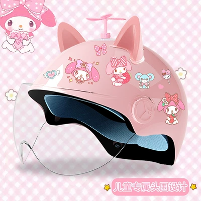 half helmet student melody four, Motosiklet kaskı (dəbilqə) - bright-pink-high-definition-random-windmill-pink-ears-3c-certified-model-meimei-tz