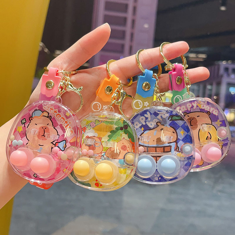 Kapishui Shooting Game Console Keychain Crayon Shin-Chan Cute Liquid Handheld Game Console Gift Pendant