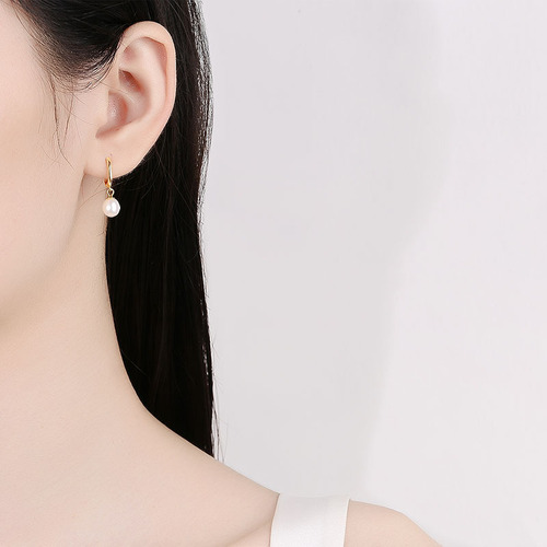 s925 sterling silver freshwater pearl earrings for women niche design high-end ins French retro oval pearl earrings