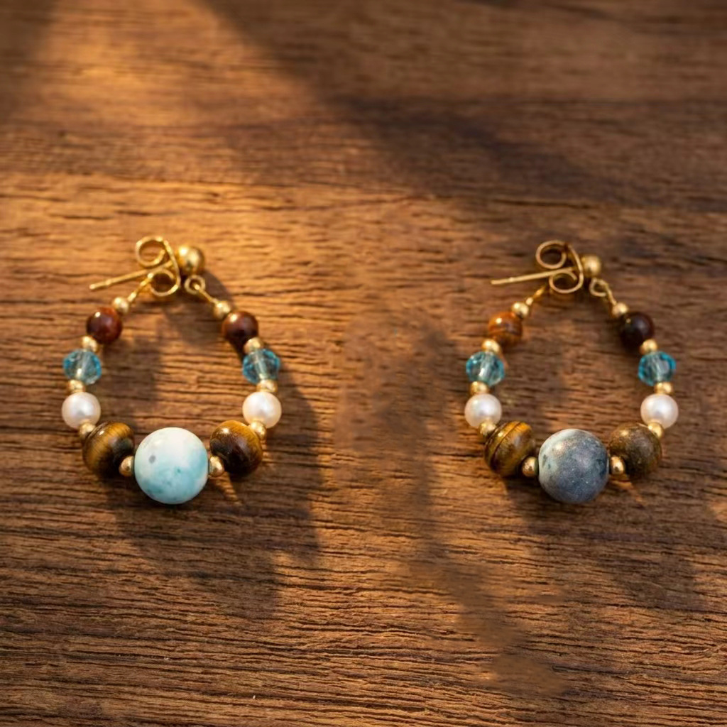 Premium Handmade Natural Stone Beaded Earrings For Women Boho_voghion.com