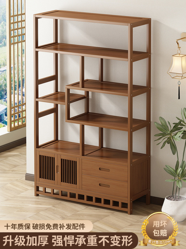 New Chinese-Style Antique Shelf Tea Room Storage Rack Tea Display Cabinet Non-Solid Wood Partition Multi-Treasure Cabinet Living Room Ornament Shelf New Chinese-Style Antique Shelf Tea Room Storage Rack Tea Display Cabinet Non-Solid Wood Partition Multi-Treasure Cabinet Living Room Ornament Shelf