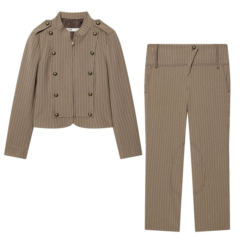 Za European and American Cross-Border Women's Fashion Commuter Fine Striped Slim-Fit Blazer and Capri Pants Two-Piece Set