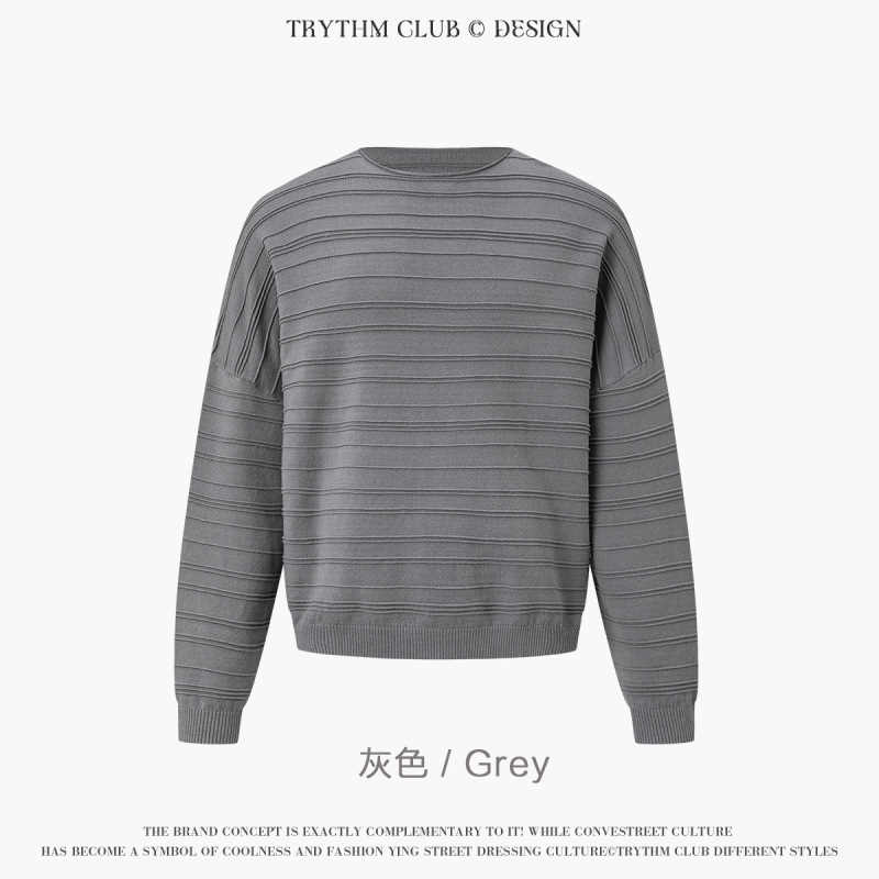TRYTHMCLUB 老钱风肌理感复古简约条纹潮流男女同款毛衣|undefined