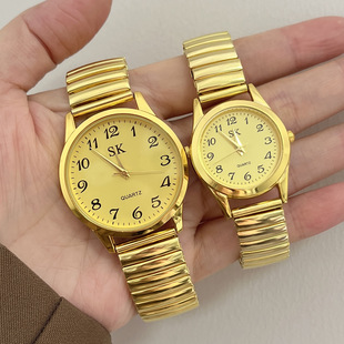 Middle-aged and elderly watches women and elderly watches men's watches women's large digital spring steel band couples quartz watches wholesale