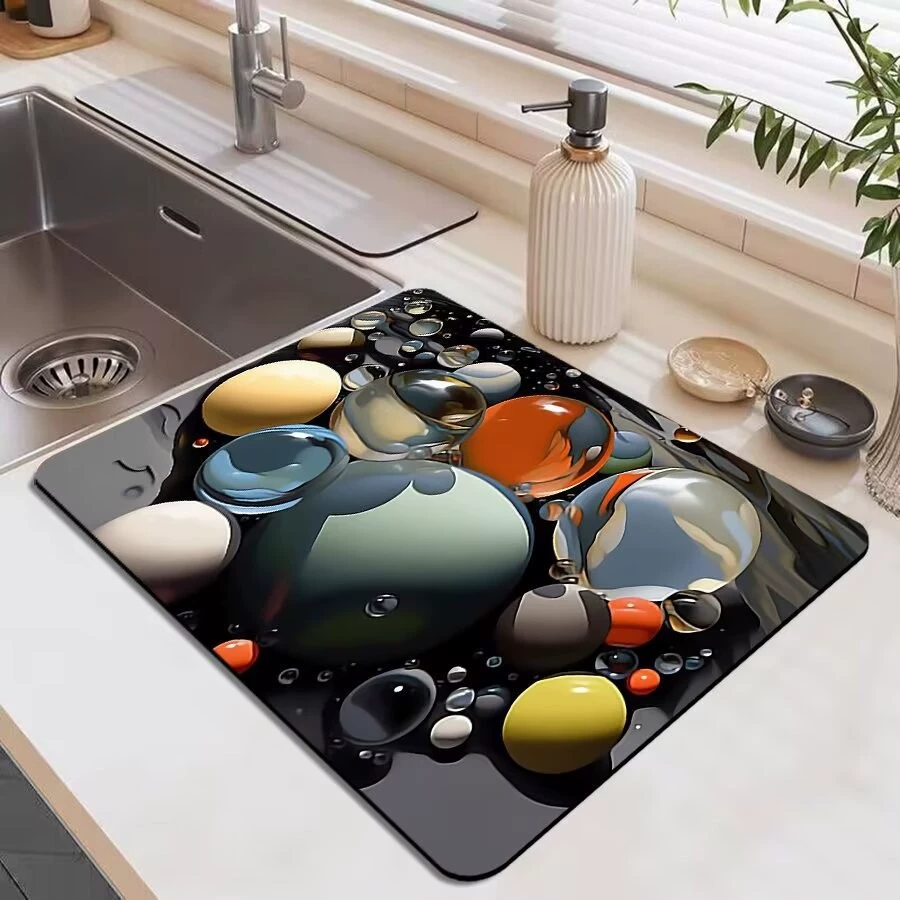 Кухонный сливной коврик, коврик для бара кофемашины, подставка для столовых приборов, подставка, впитывающий изоляционный коврик для сушки чаши и тарелок, технологичный тканевый коврик против ожогов