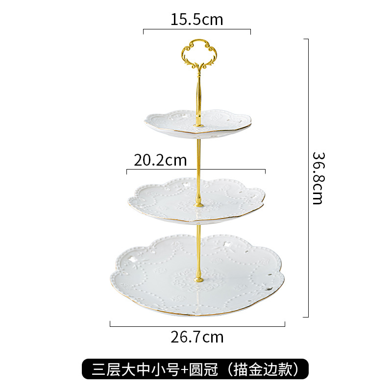 Luz de lujo cerámica de doble capa plato de aperitivos hogar sala de estar mesa de café pastel mesa de postre merienda creativa fruta seca plato de decoración de frutas