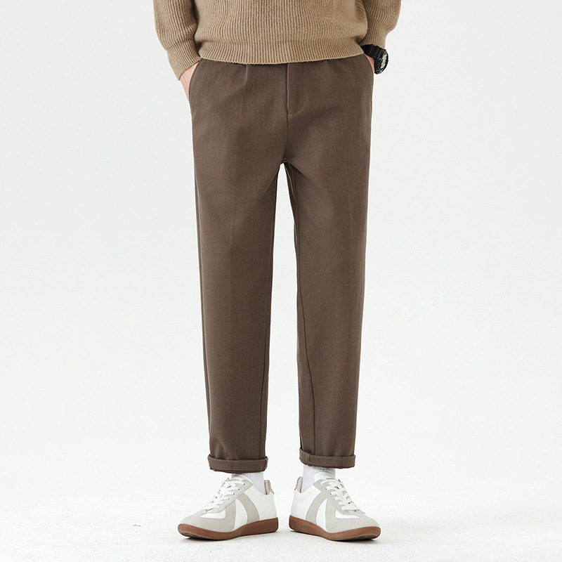 New winter woolen pants men's casual pants slim tapered suit pants thickened men's pants draping pants fashion