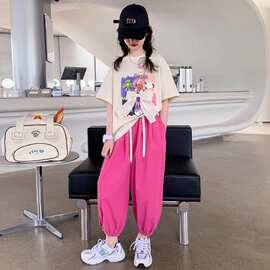女童套装T恤儿童装2025新款夏装洋气女孩夏季时髦运动衣服两件套