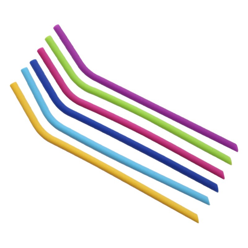 Pajitas de silicona de 20 tamaños, juego de calidad alimentaria, el más vendido en Amazon, almacenamiento de tubo curvo recto plegable de Color