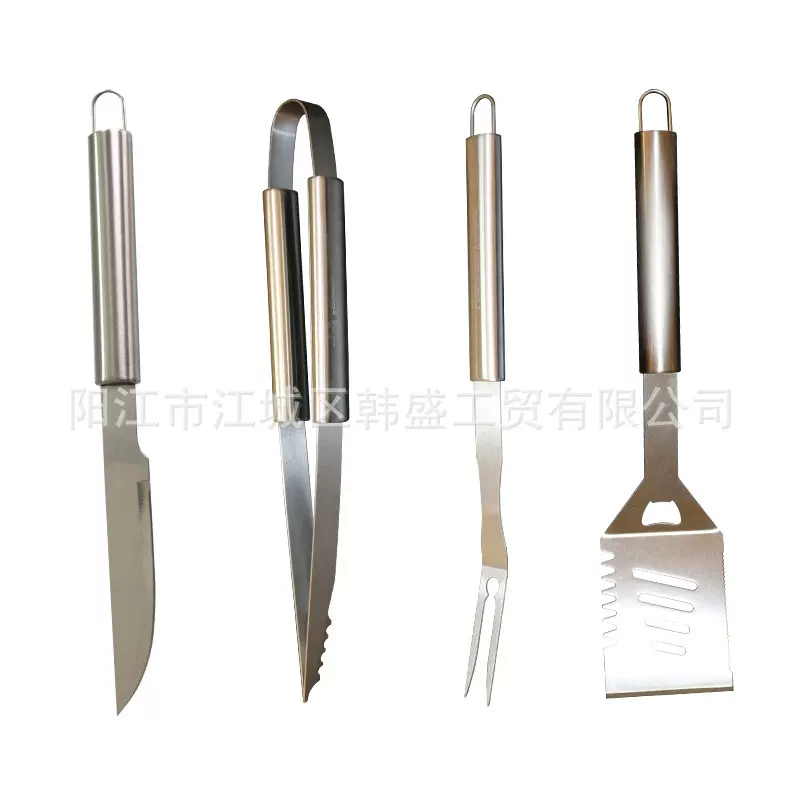 不锈钢户外烤具4件套叉铲夹刀组合装家庭bbq烧烤工具组合