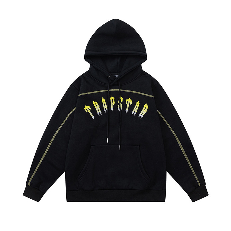 Trapstarタオル刺繍とベルベットの帽子付きガードルのジッパー付きズボンのカジュアルセット|undefined