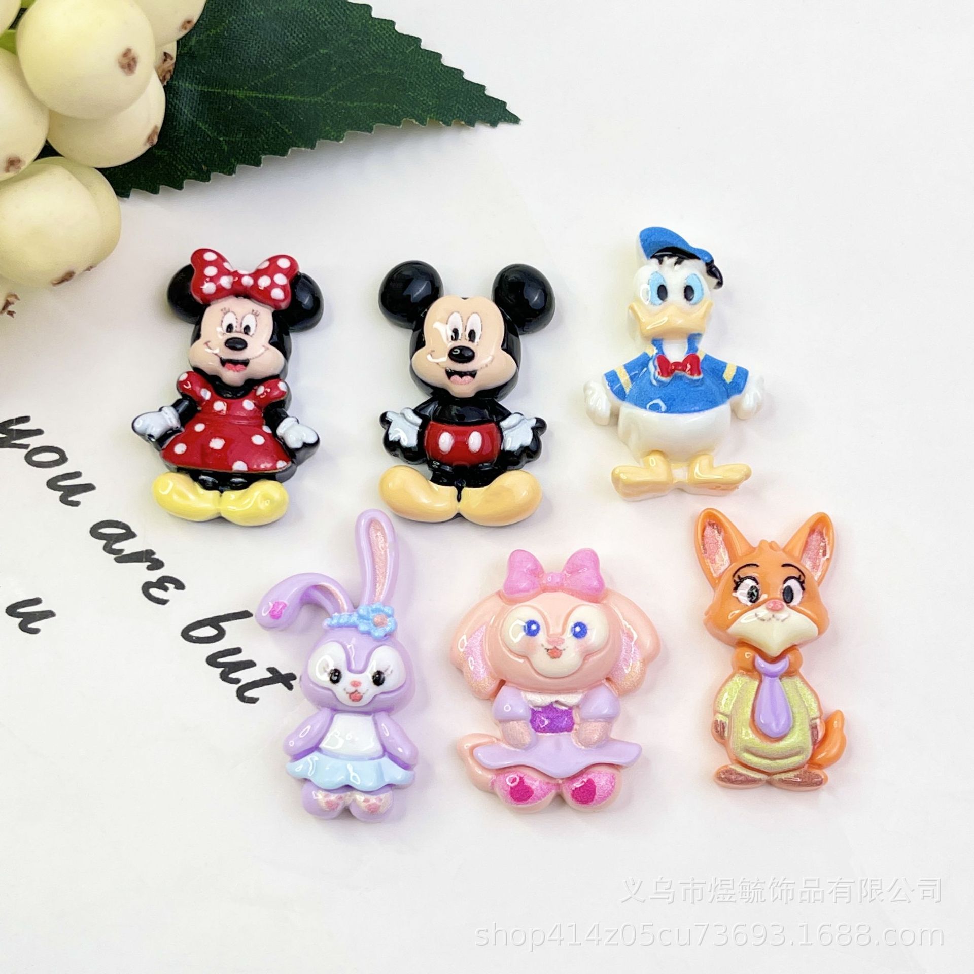 卡通可爱米奇米妮紫狐狸手机壳鞋扣配饰奶油胶手工DIY树脂配件