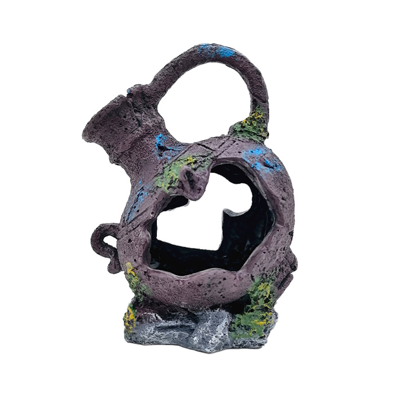 Jarrón retro, olla de barro, pecera, acuario, tres lagos, cíclido, olla de pescado, casa de refugio, casa de camarones, cueva, jarra gastada