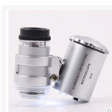 60-кратный мини-микроскоп с подсветкой и детектором денег (ювелирные изделия) идентификационное увеличительное стекло MG9882