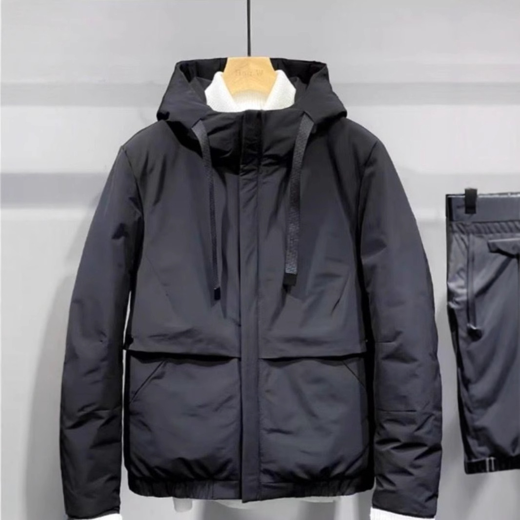 Nuova giacca minimalista da uomo autunno e inverno, giacca casual in cotone, giacca corta alla moda, top con cappuccio slim fit, alla moda_voghion.com