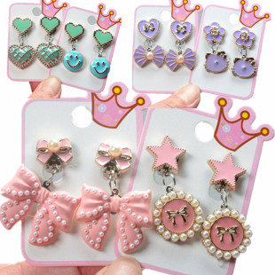 New Arrival Ear Clip Children's Cartoon Ear Clip Bow Princess Ear Jewelry Cartoon Cute Ear Clip in stock Batch