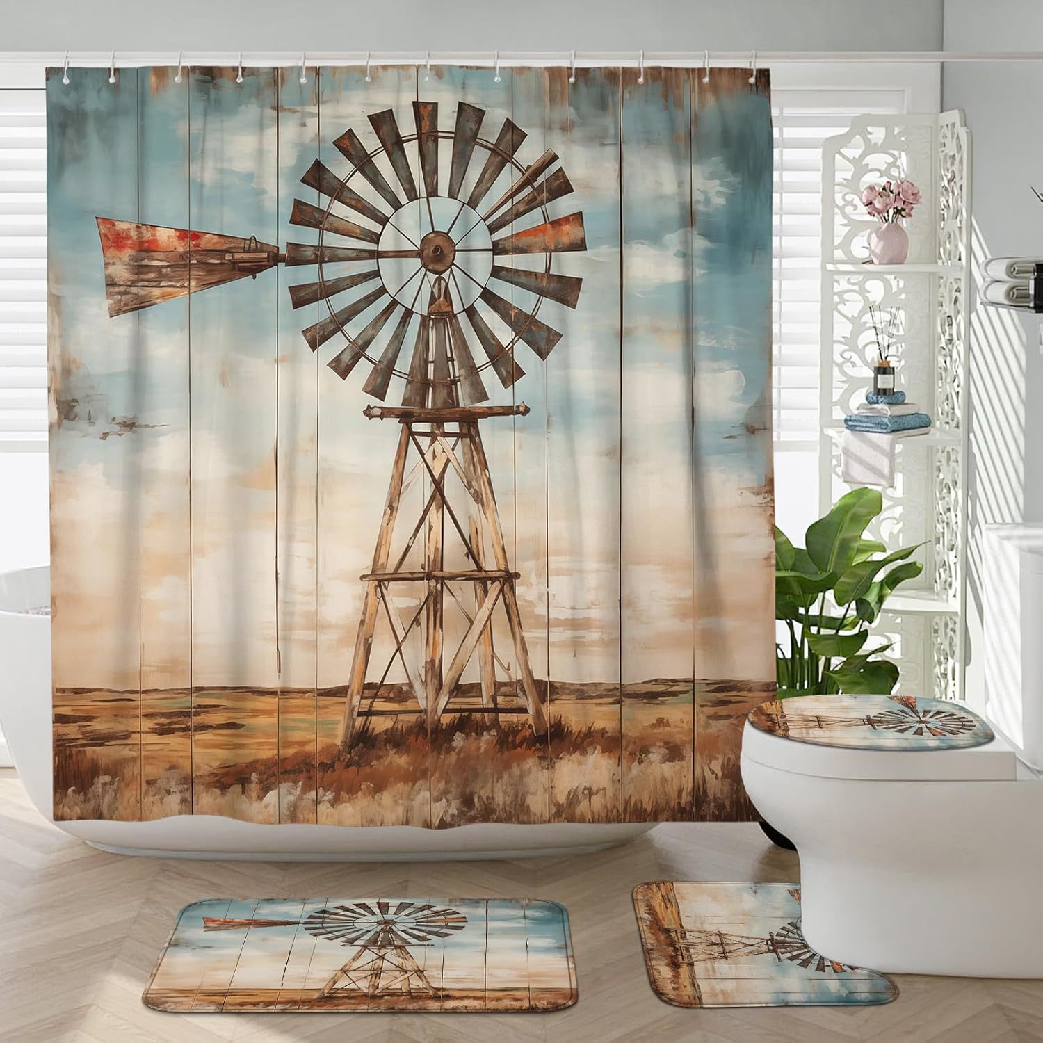 Juego de Cortina de Baño Estampada de Poliéster Resistente a la Humedad, Impreso para Baño image 8