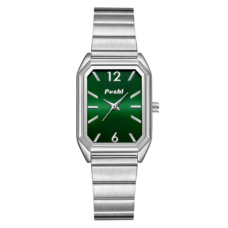 Poshi nicho reloj de mujer simple elegante cuadrado reloj de cuarzo casual estudiante moda correa de acero reloj