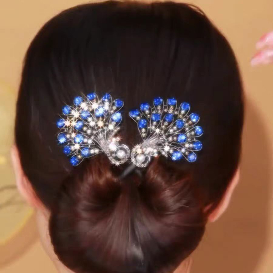 Mujeres Estilo Simple Pavo Real Pluma Flor Aleación Enchapado Embutido Diamantes De Imitación Banda Para El Cabello display picture 2