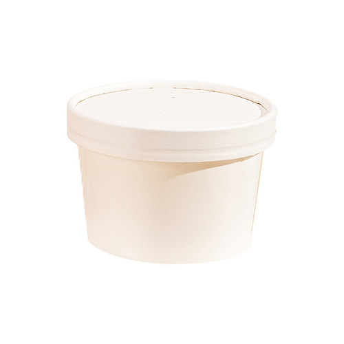 White Thickened Kraft Paper Soup Bucket Disposable Soup Cup Meal Box Takeaway Soup Bowl Porridge Cup Round Takeaway Food Box with Lid 
