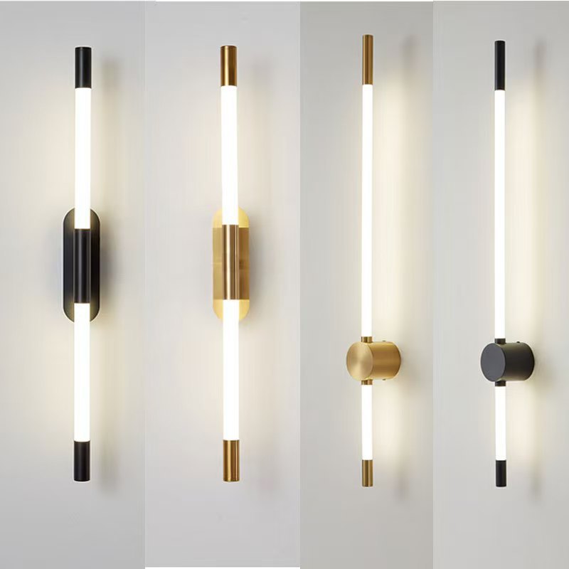 lámpara de pared larga minimalista lujosa luz de línea LED dormitorio cabezal de cama hotel sala de estar decoración de rejilla de línea lámpara de pared