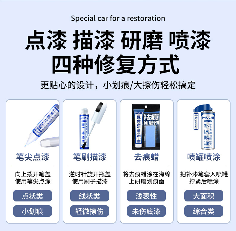 Self-Painting Deep Scratch Repair Removal White Black Silver Car Universal Pen Deep Scratch Repair Spray Paint Pen
