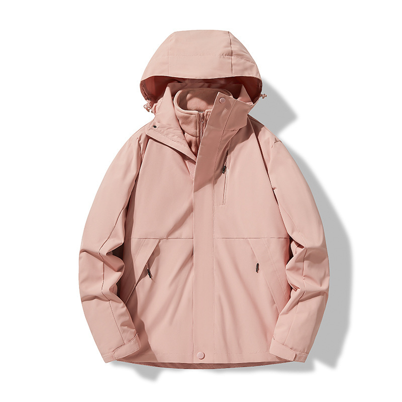 Compra grupal de chaquetas 2024, chaquetas impresas para hombres y mujeres, ropa de trabajo grupal tres en uno, a prueba de viento, impermeable, ropa de montañismo de otoño e invierno